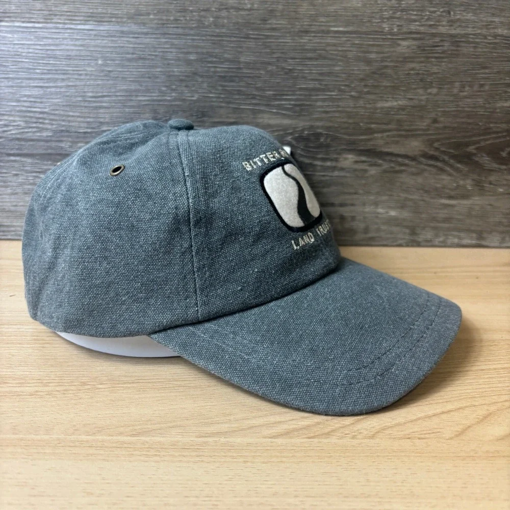 Bitter Root Land Trust Hat Strap Back Gray Canvas Baseball Cap Adjustable NWT‎